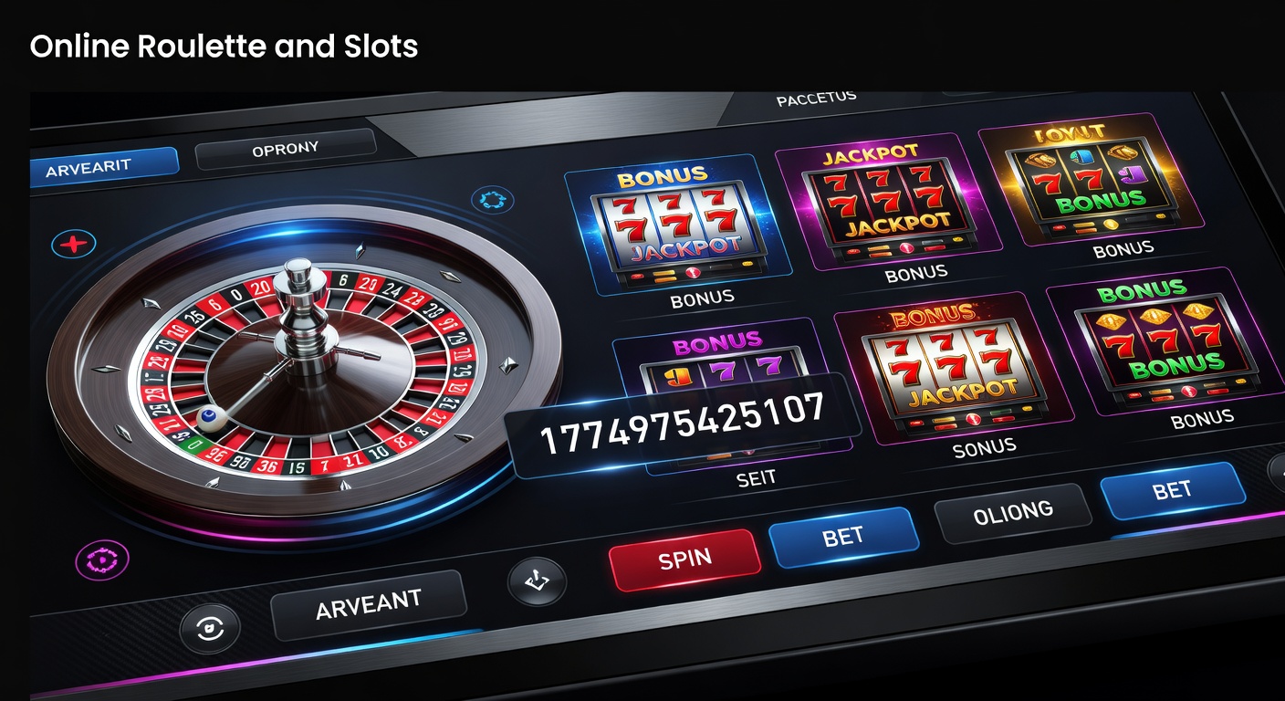 Vibrant online casino interface showing roulette wheel and slot reels spinning dynamically