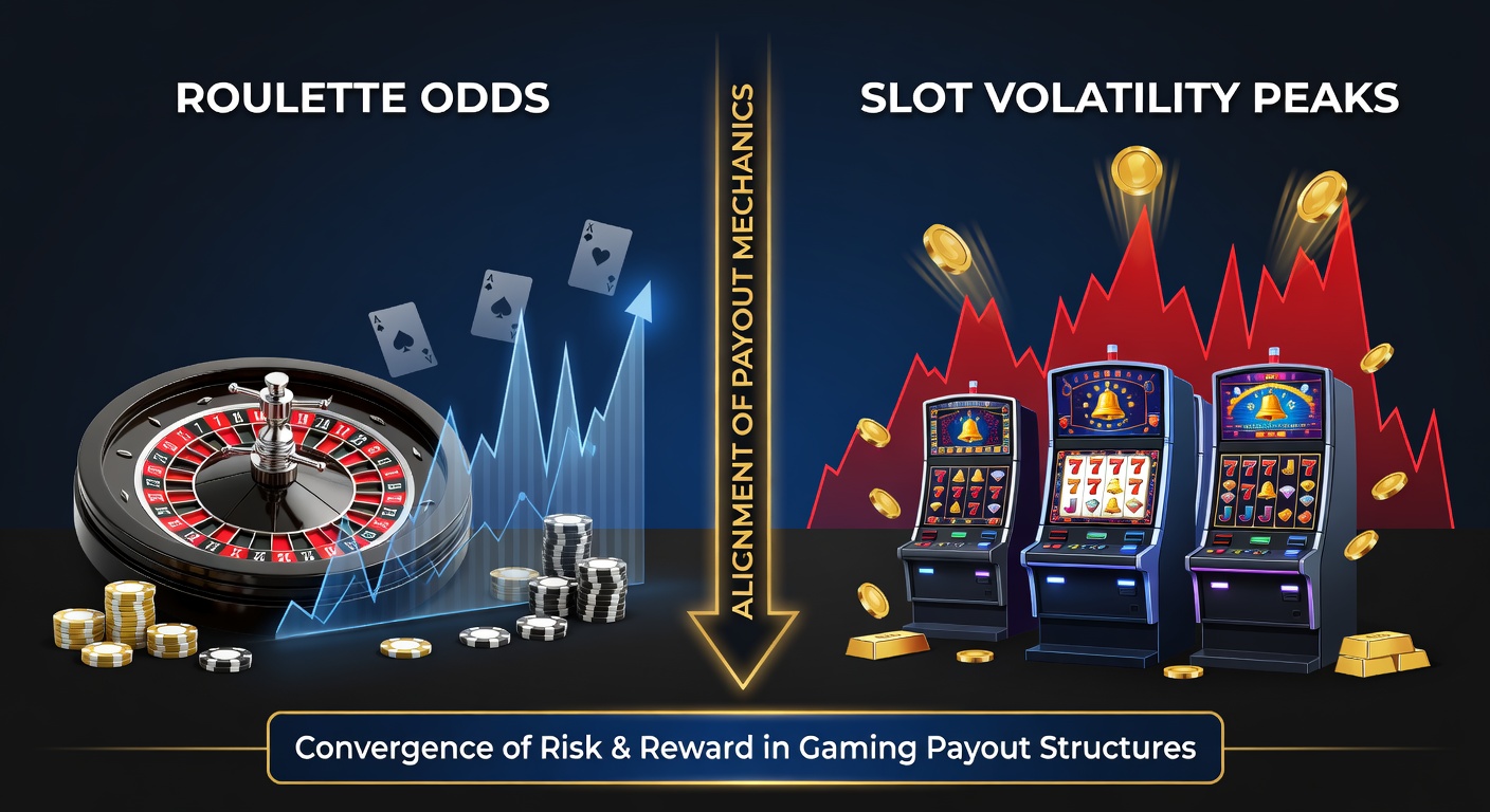 Graph overlay of roulette spin streaks and slot volatility curves, highlighting alignment points