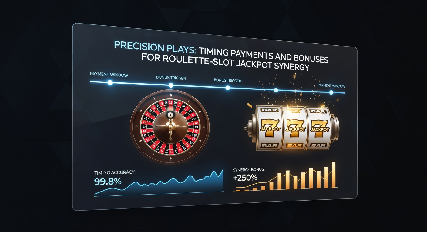 Dynamic display of roulette wheel spinning alongside glowing slot reels, illustrating timed financial plays syncing bonuses for jackpot potential