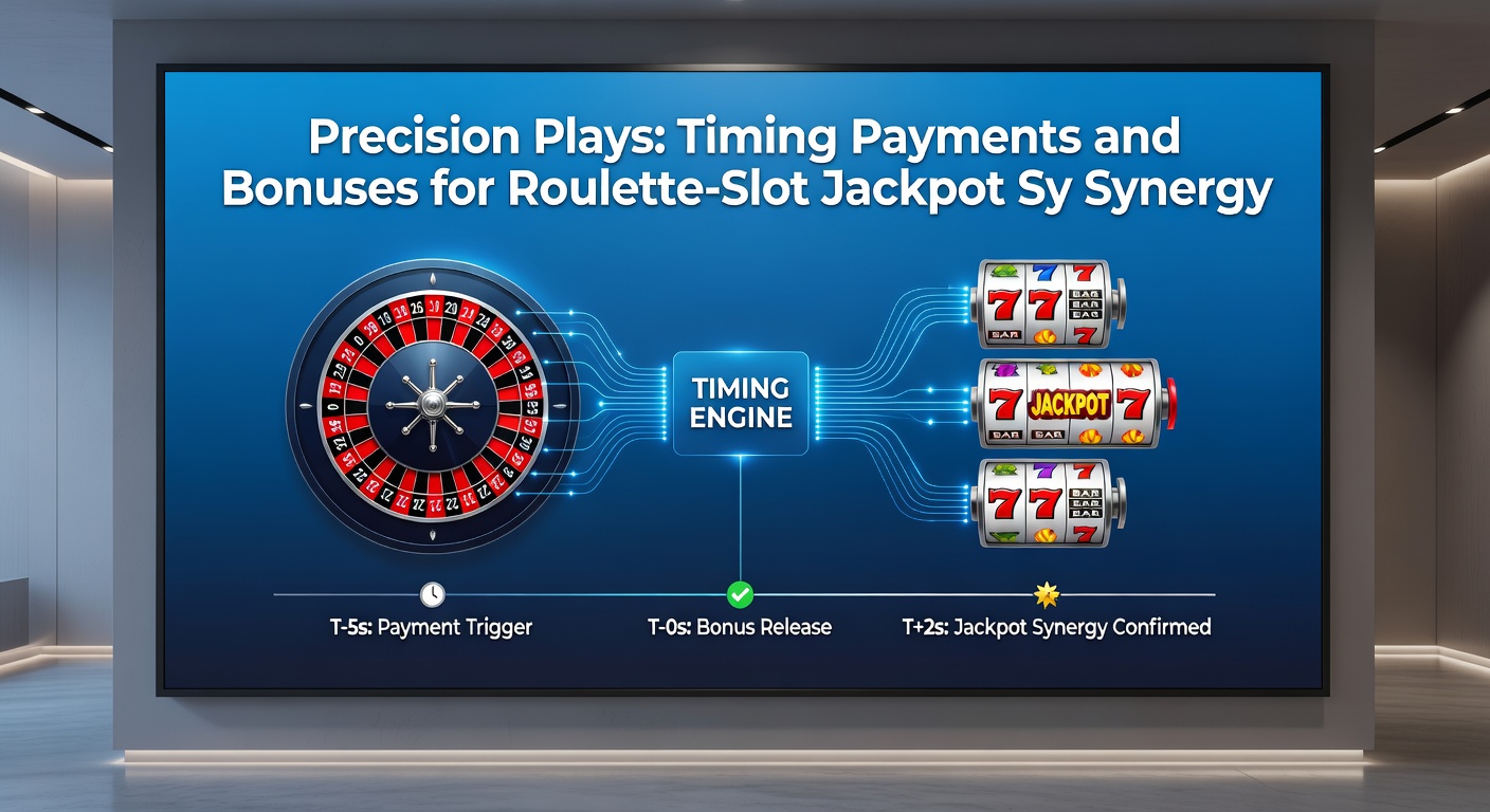 Close-up of digital payment interface overlaying jackpot meters on roulette table and slot machine, highlighting bonus timing synchronization