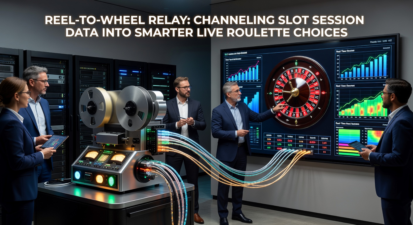 Digital display showing slot reels transitioning to a live roulette wheel with data overlays highlighting session metrics and betting patterns