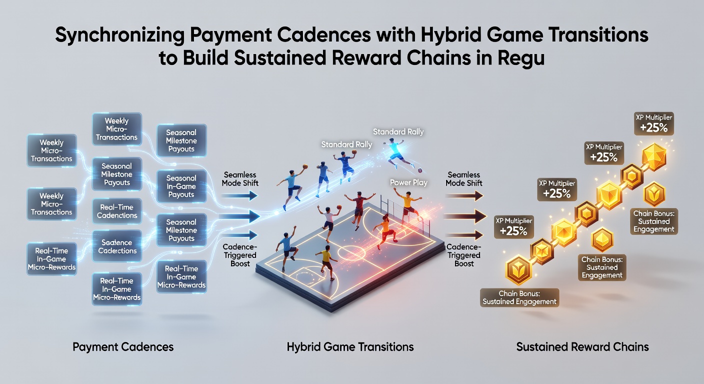 Diagram showing payment cadence alignment during hybrid game transitions and resulting reward chain continuity